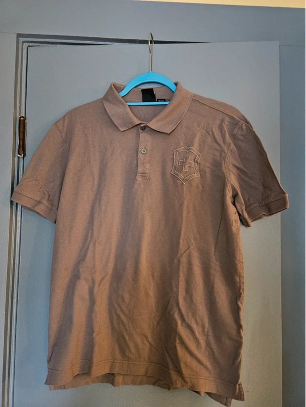Vintage Victorinox Swiss Army Polo Shirt Mens S Gray Embroidered Logo Cotton